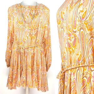 Cato Paisley Barbie Long Balloon Sleeve Swing Mini Dress size X-Large